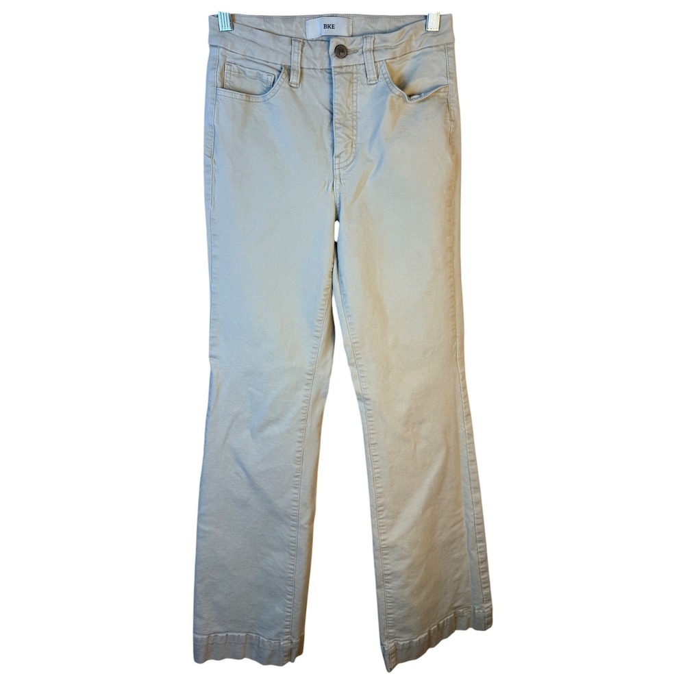 BKE Khaki Tan High Rise Flare Jeans Women 26 Stretch Cotton Rayon Denim